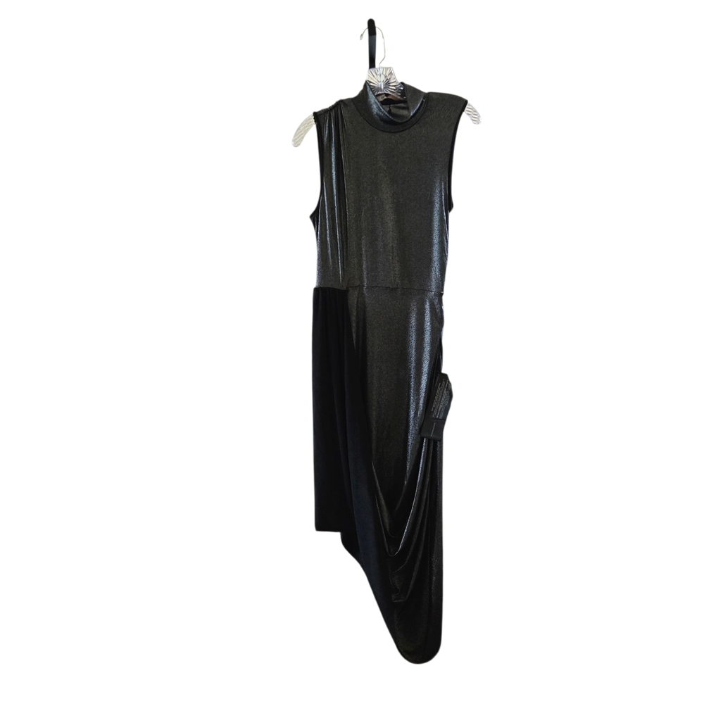 BCBGMaxAzria Metallic‎ Black Asymmetrical Dress